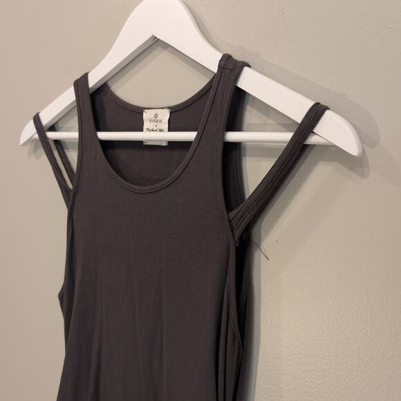 Evereve + Michael Stars Dress Double Strap Ruched Bodycon Easy Style - Size L - Picture 3 of 7